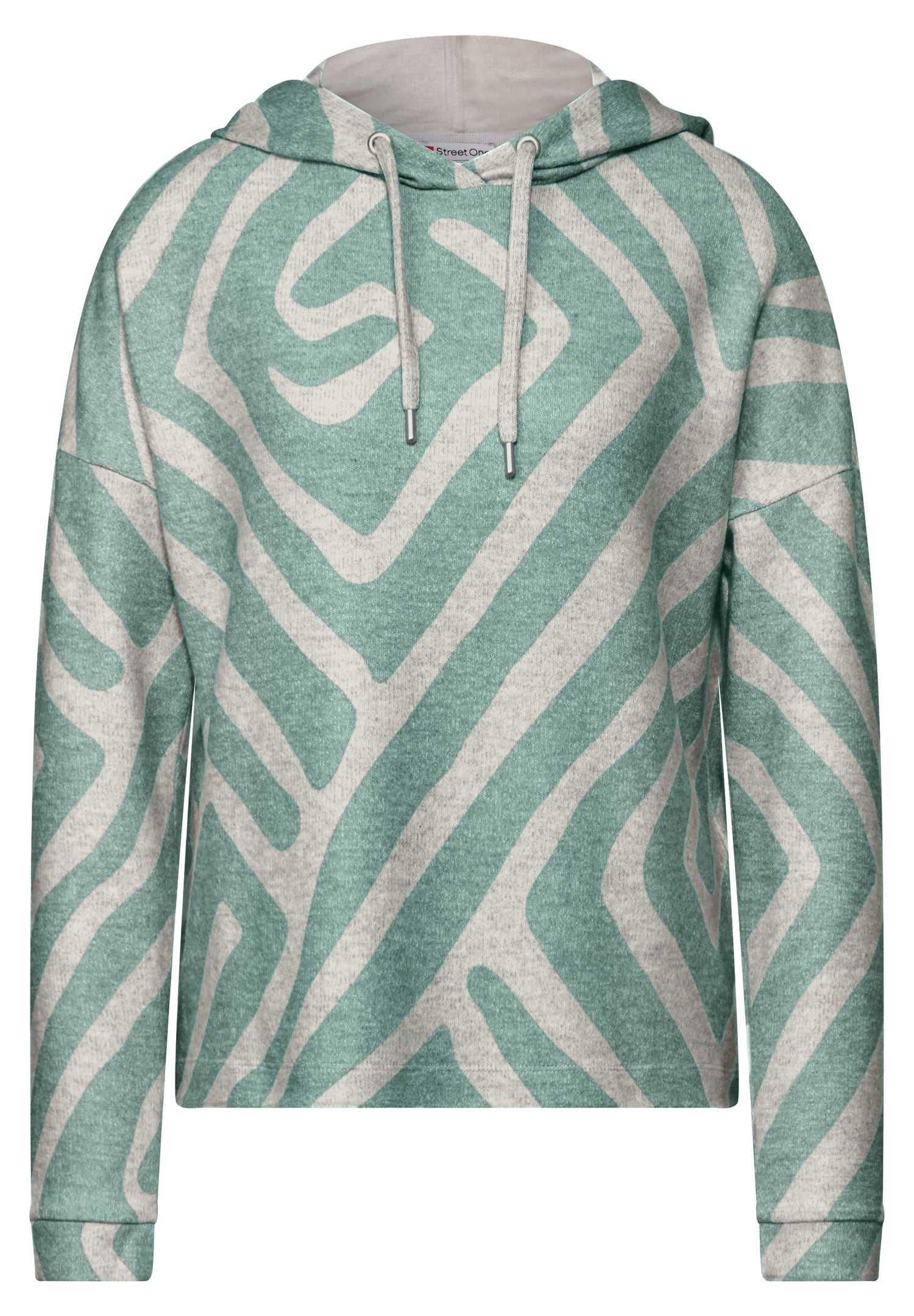 Street One Hoodie-Shirt Damen Geometrisches Muster Kapuze Elastische Bündchen