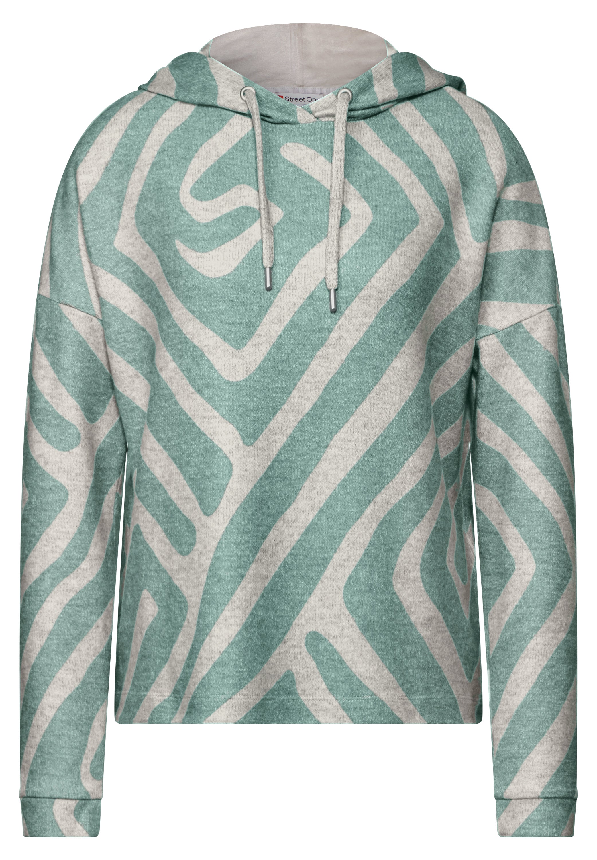 Street One Hoodie-Shirt Damen Geometrisches Muster Kapuze Elastische Bündchen