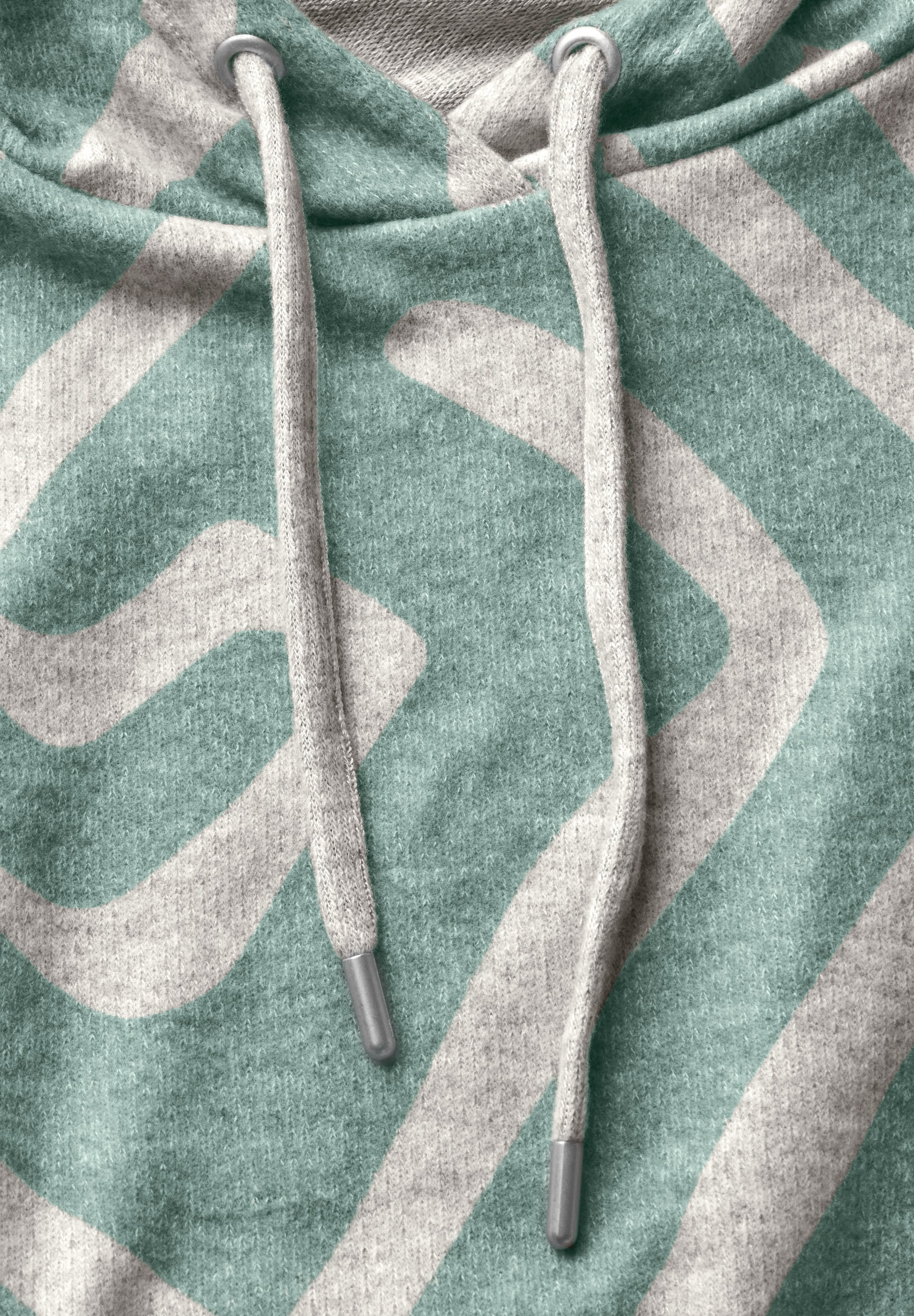 Street One Hoodie-Shirt Damen Geometrisches Muster Kapuze Elastische Bündchen