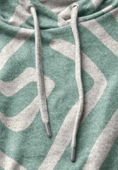 Street One Hoodie-Shirt Damen Geometrisches Muster Kapuze Elastische Bündchen
