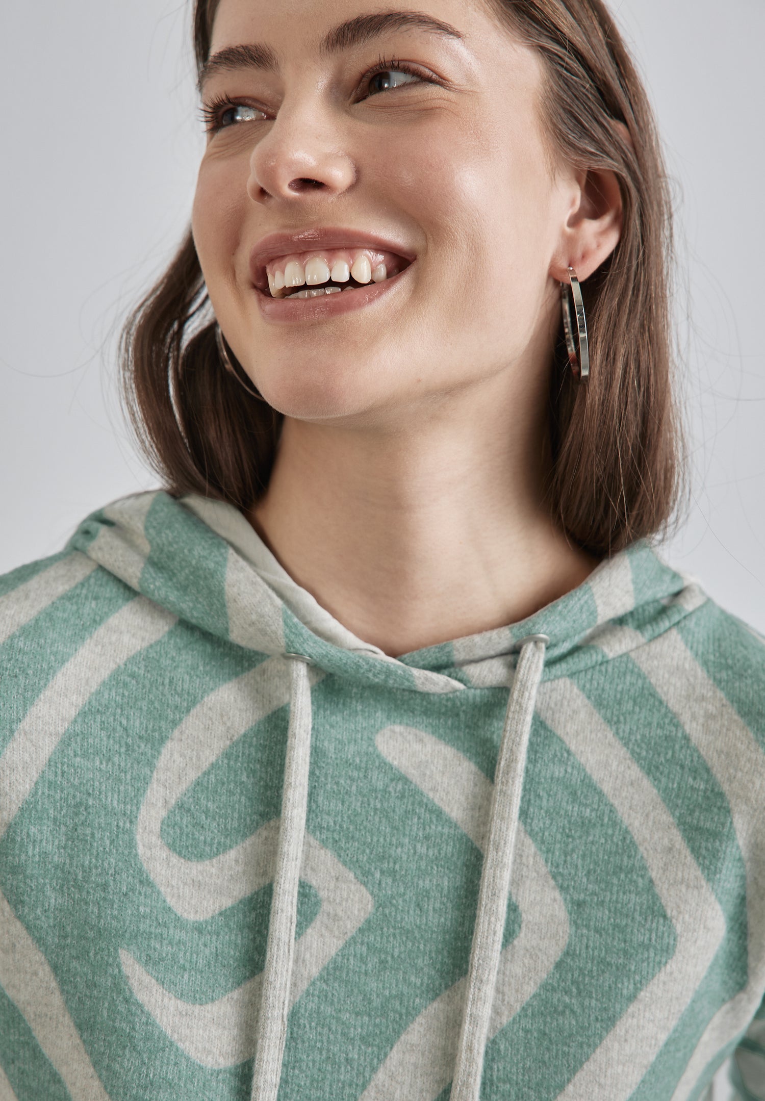 Street One Hoodie-Shirt Damen Geometrisches Muster Kapuze Elastische Bündchen