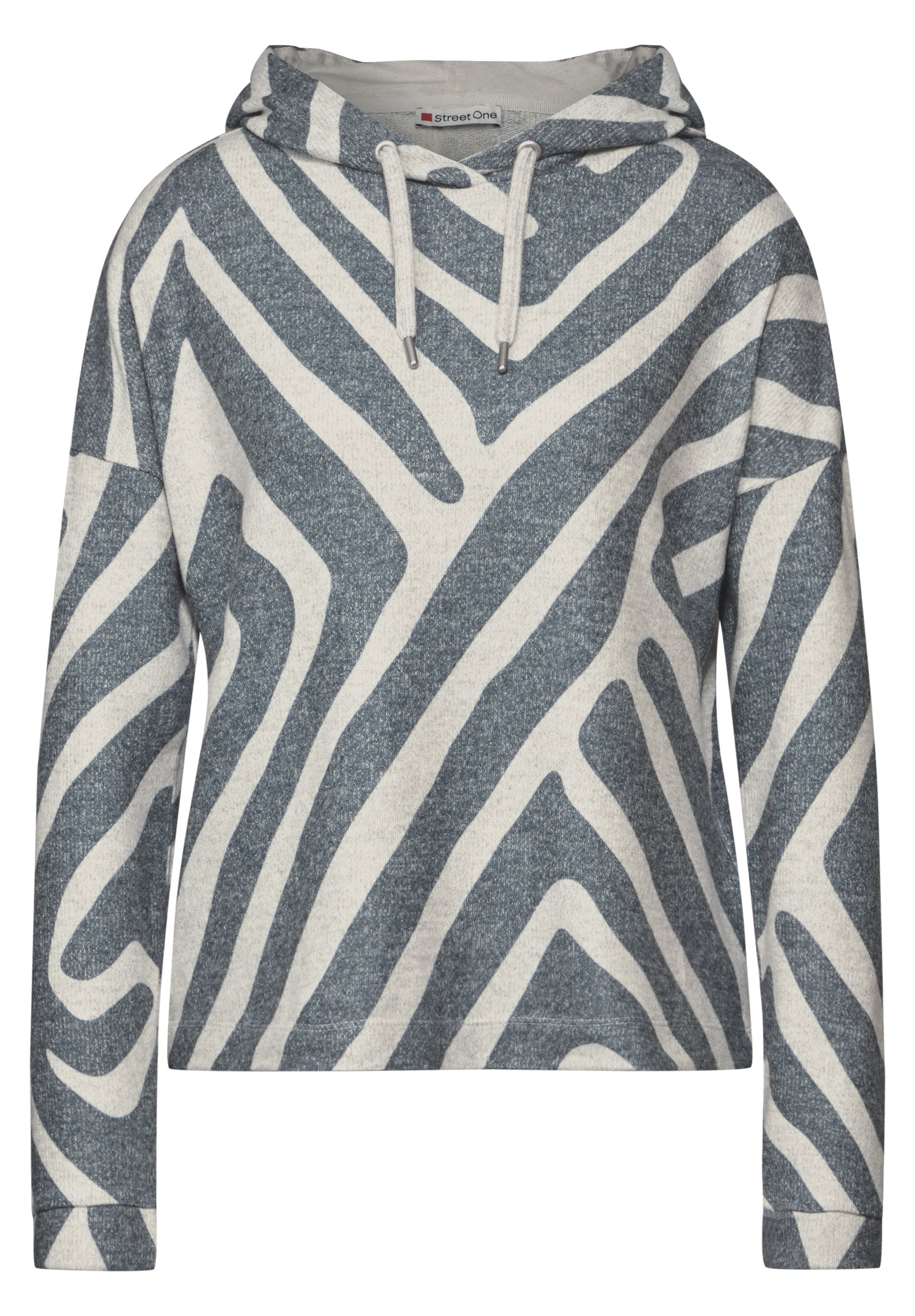 Street One Hoodie-Shirt Damen Geometrisches Muster Kapuze Elastische Bündchen
