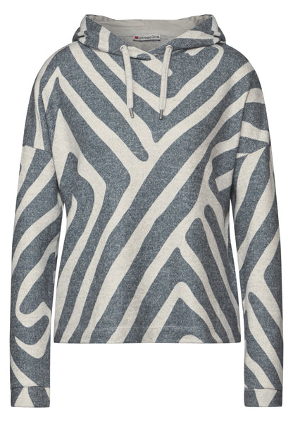 Street One Hoodie-Shirt Damen Geometrisches Muster Kapuze Elastische Bündchen