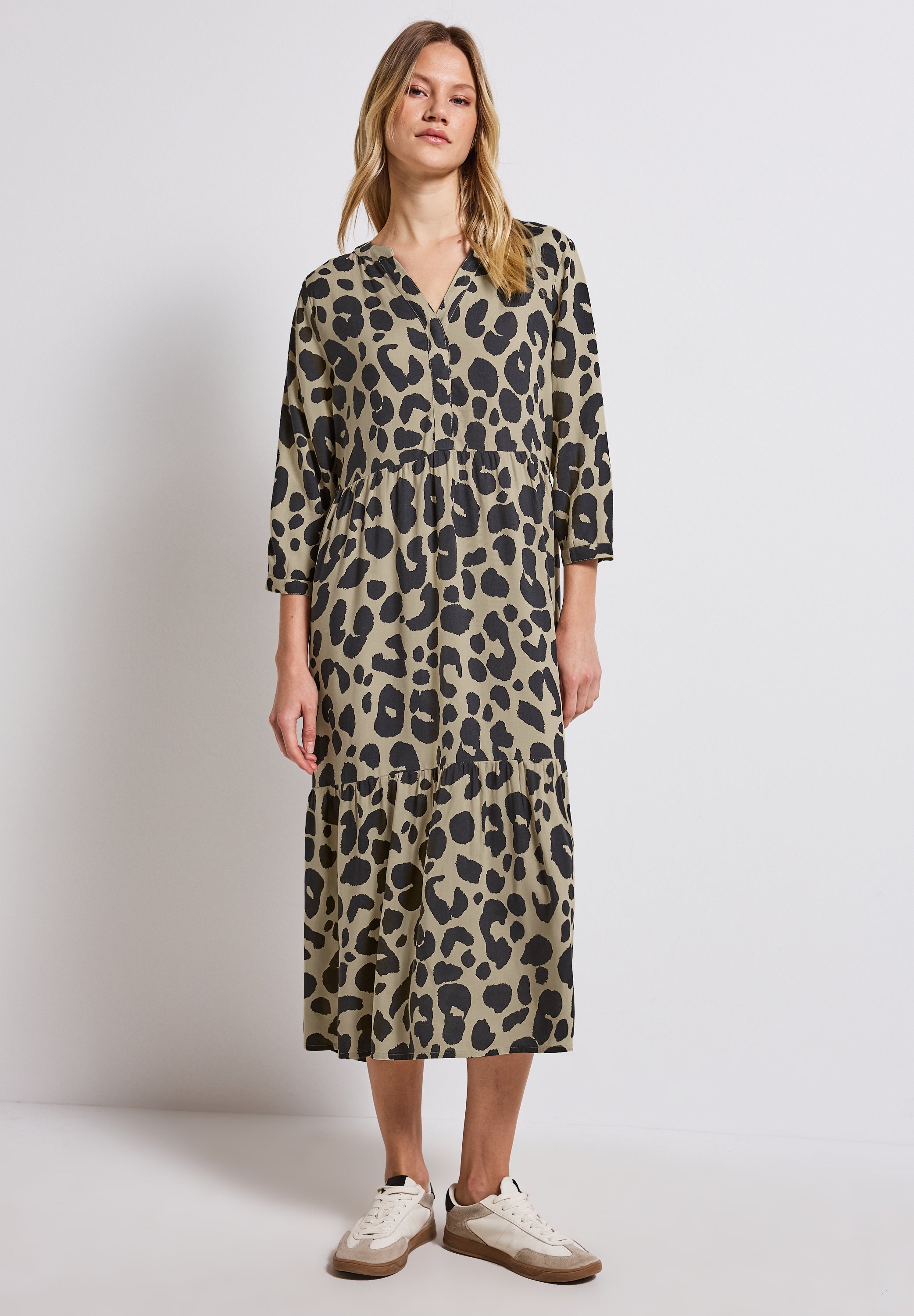 Street One Volant-Kleid Damen Animal Print Sommerkleid