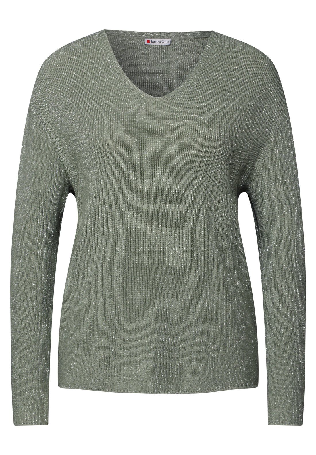 Street One Strickpullover Damen mit glitzernden Details und V-Ausschnitt