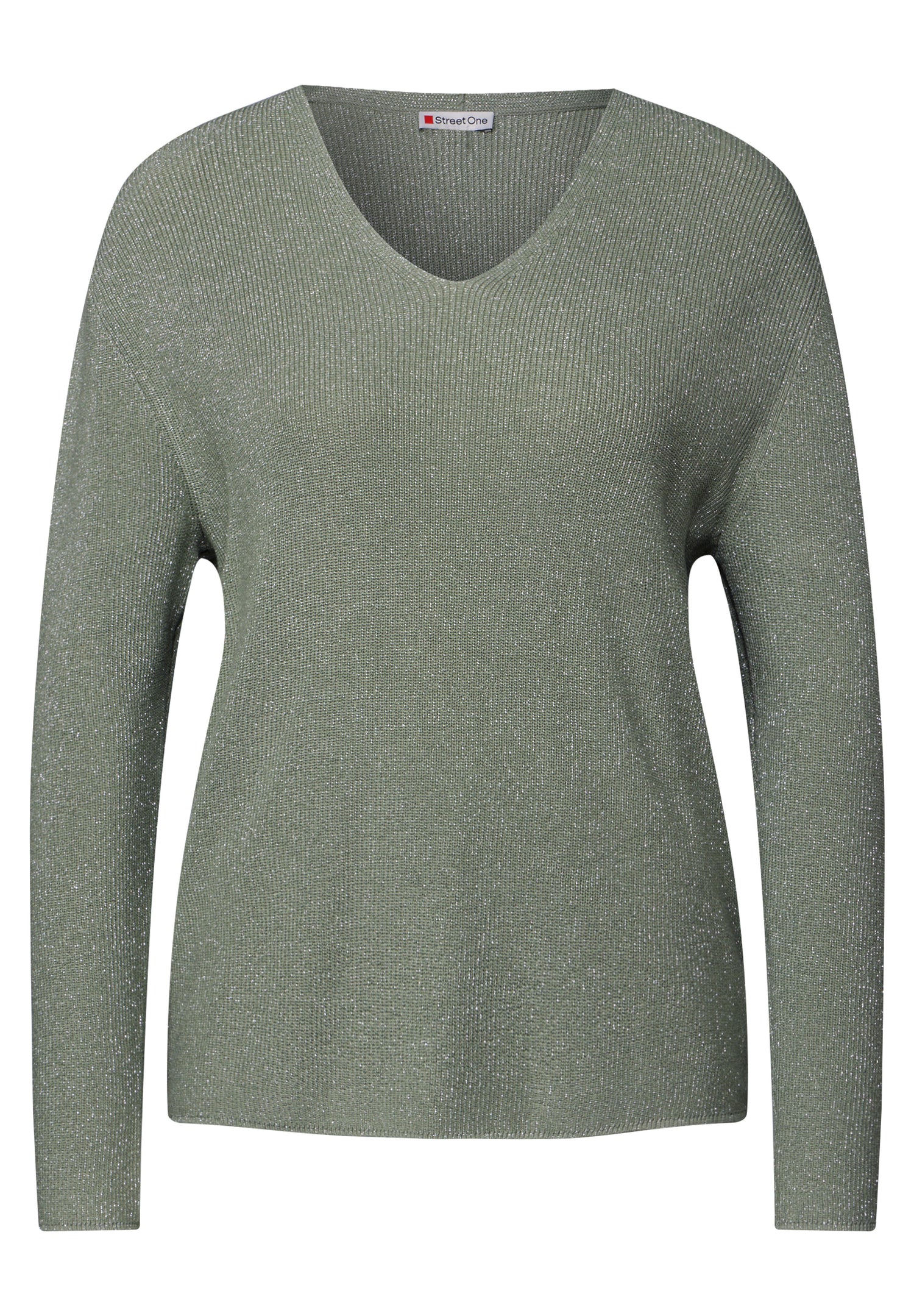 Street One Strickpullover Damen mit glitzernden Details und V-Ausschnitt