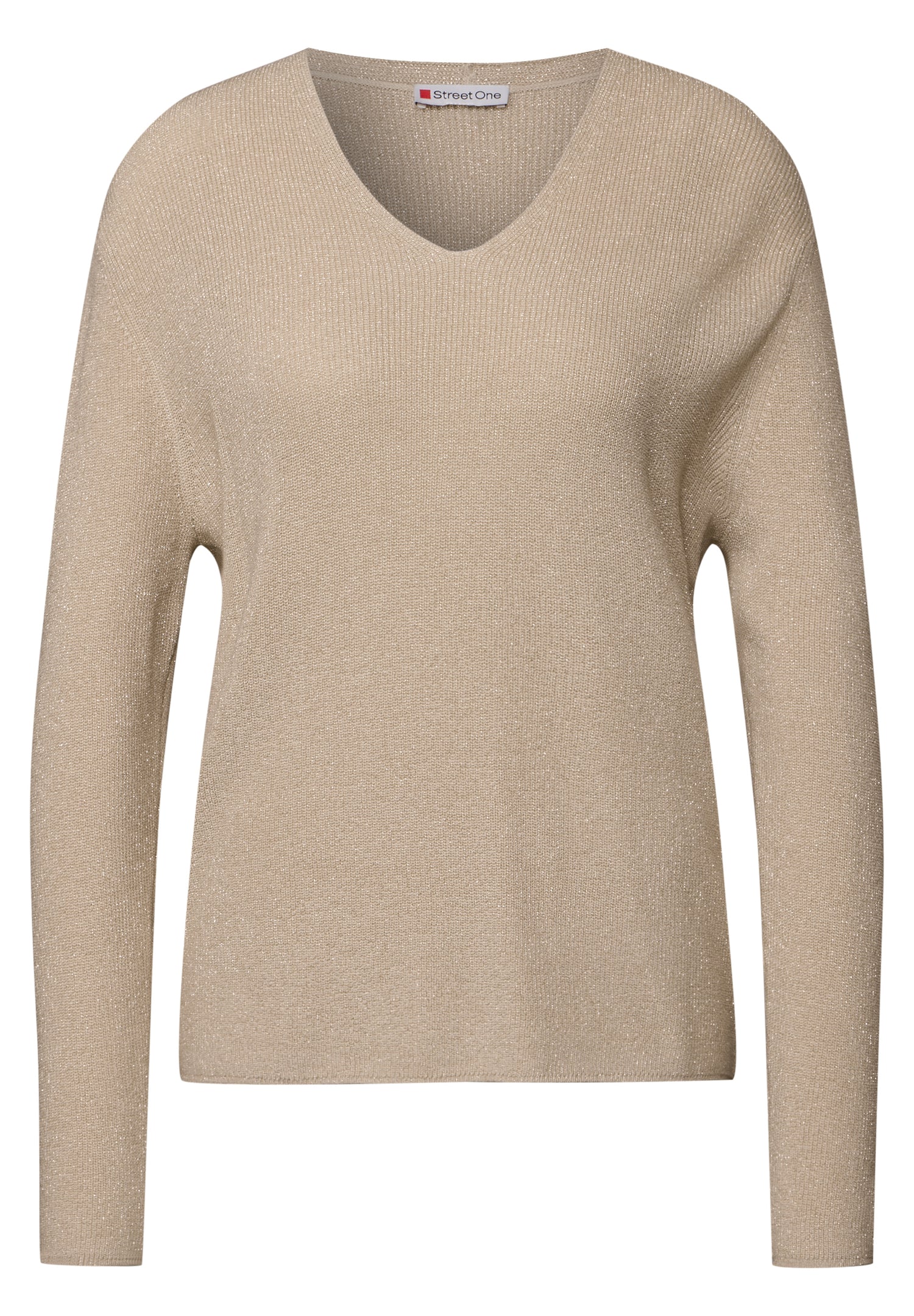 Street One Strickpullover Damen mit glitzernden Details und V-Ausschnitt