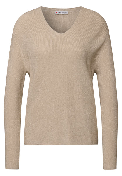 Street One Strickpullover Damen mit glitzernden Details und V-Ausschnitt