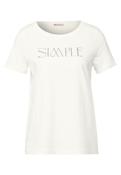 Street One Damen T-Shirt Glänzendes Wording-Print Baumwoll-Modalmix