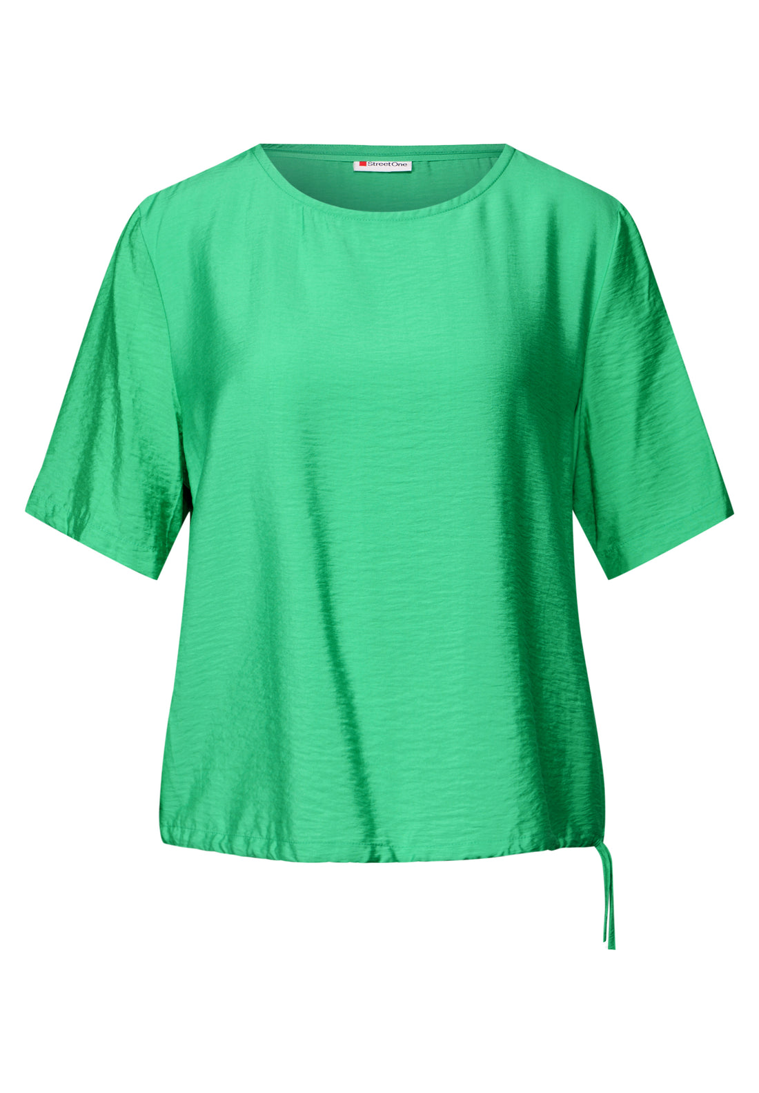 Street One Damenbluse Kurzarm Rundhalsausschnitt Tunnelzug Blau