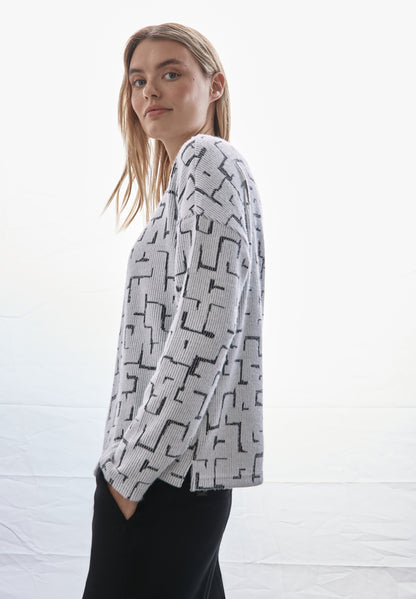 Street One Langarmshirt Damen Flauschiges Shirt mit Print