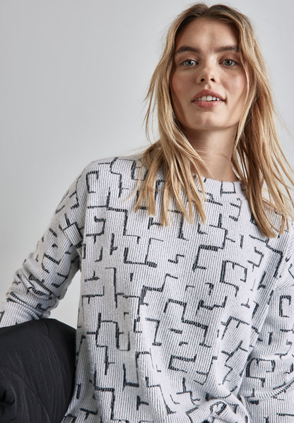 Street One Langarmshirt Damen Flauschiges Shirt mit Print