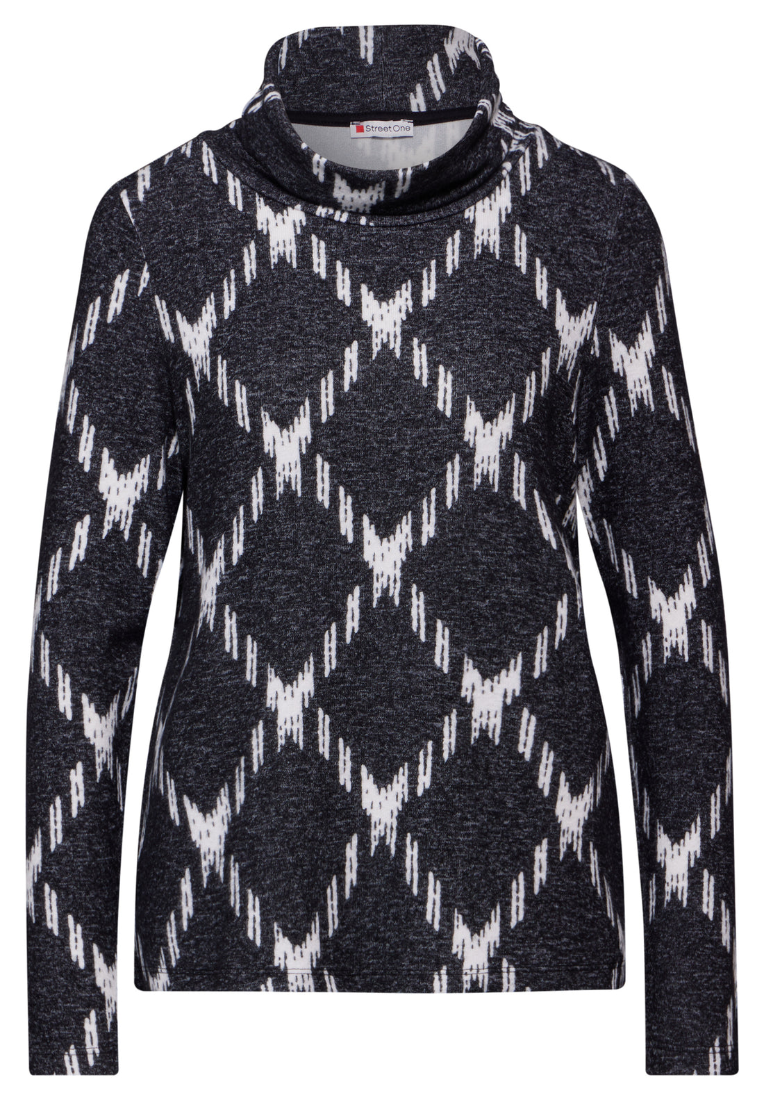 Street One Langarmshirt Rollkragen Damen Karomuster Viskosemix