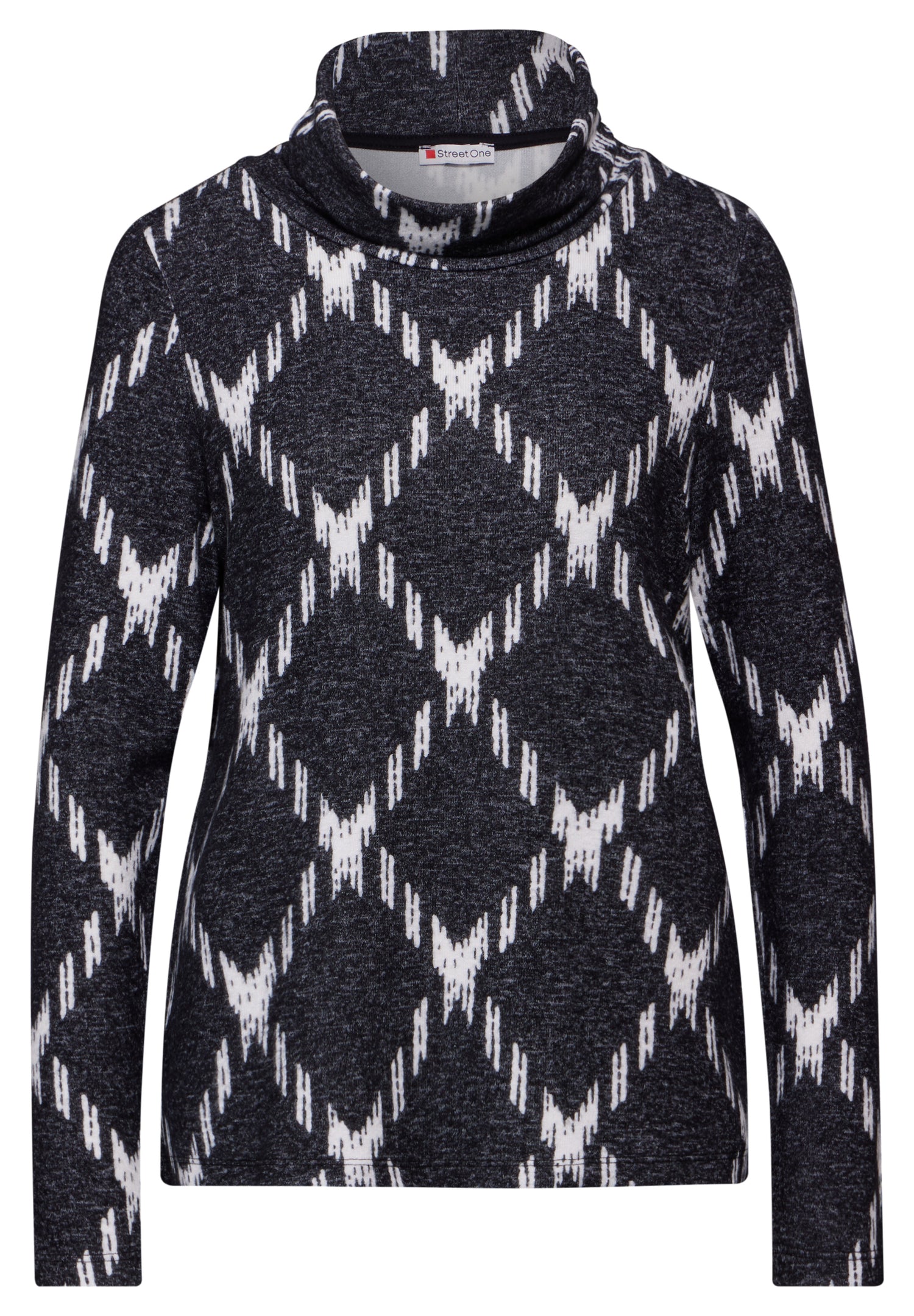 Street One Langarmshirt Rollkragen Damen Karomuster Viskosemix