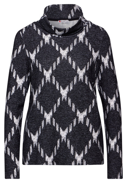 Street One Langarmshirt Rollkragen Damen Karomuster Viskosemix