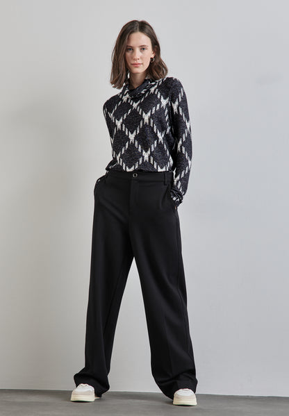 Street One Langarmshirt Rollkragen Damen Karomuster Viskosemix