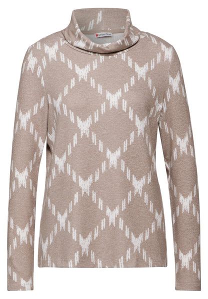 Street One Langarmshirt Rollkragen Damen Karomuster Viskosemix