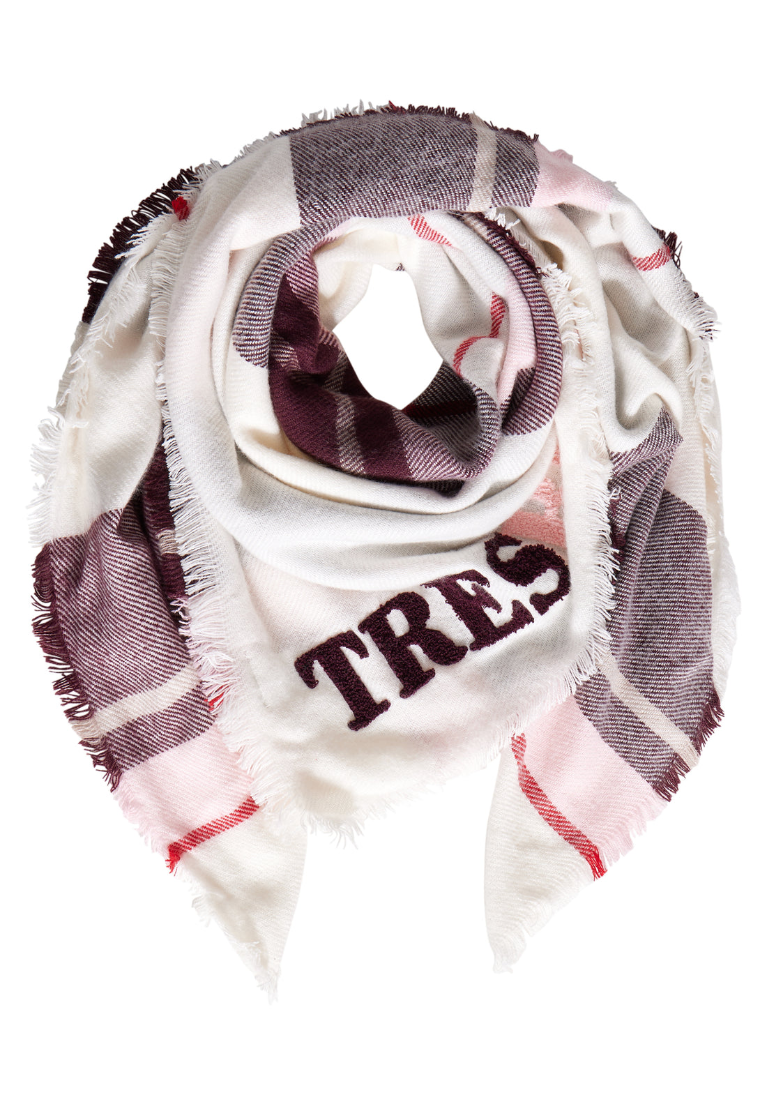 Street One Quadratisches Tuch Damen mit Karomuster und Frottee Wording