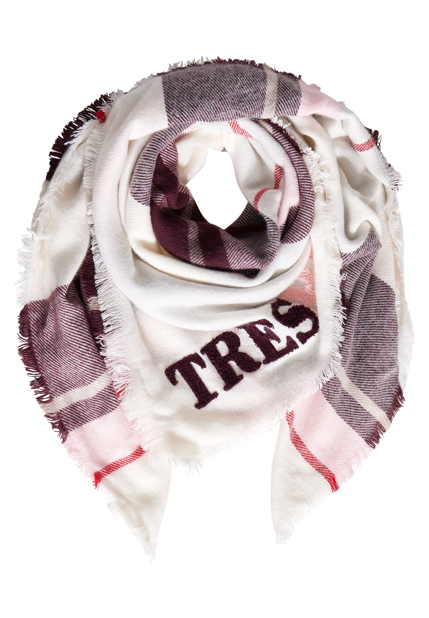 Street One Quadratisches Tuch Damen mit Karomuster und Frottee Wording