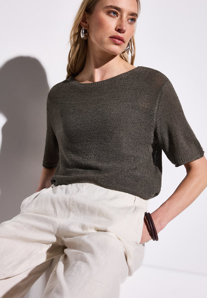Street One Strickpullover Damen Kurzarm U-Boot-Ausschnitt