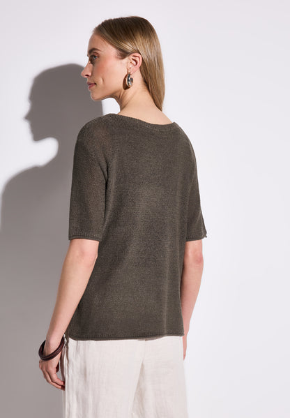 Street One Strickpullover Damen Kurzarm U-Boot-Ausschnitt