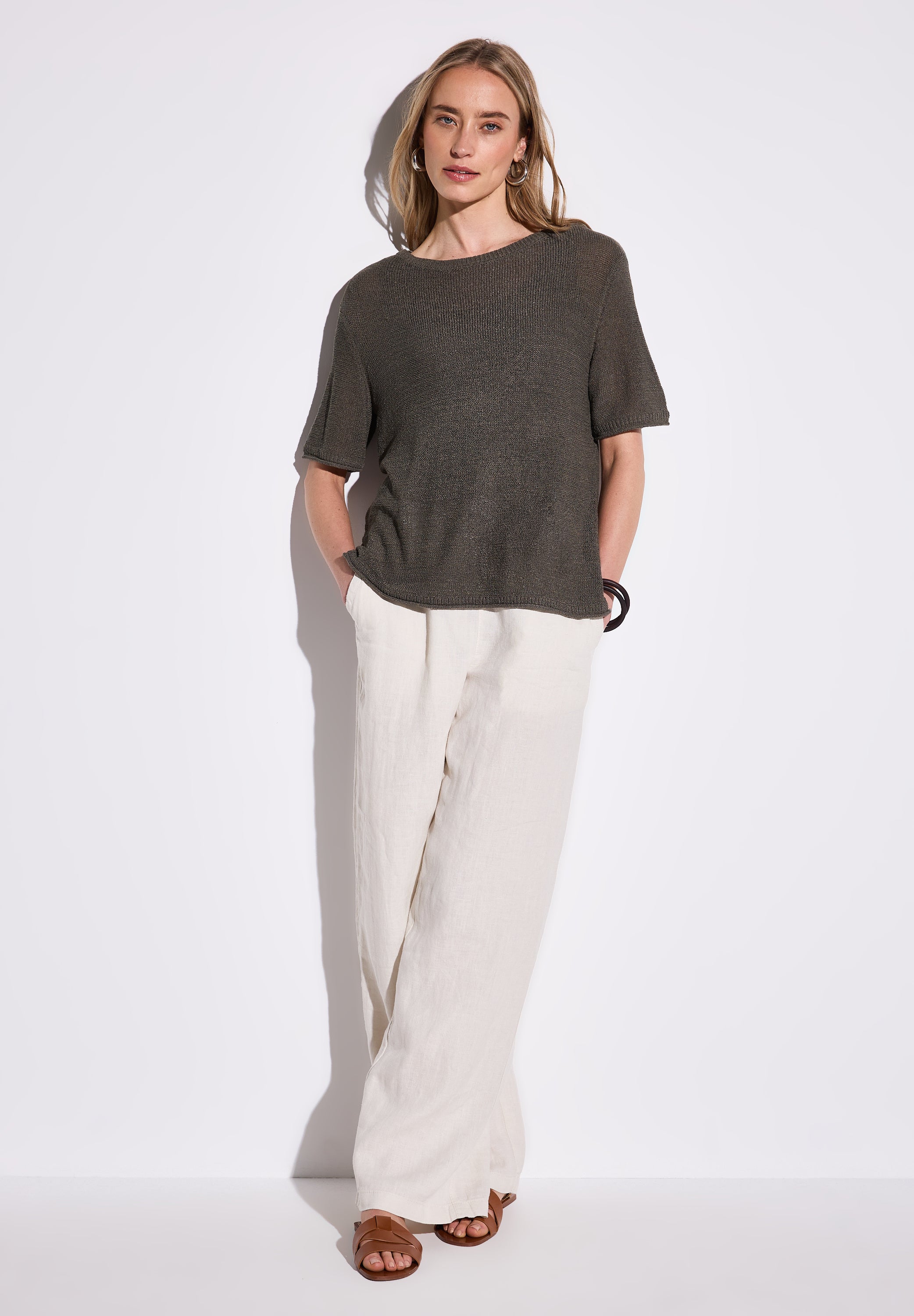 Street One Strickpullover Damen Kurzarm U-Boot-Ausschnitt
