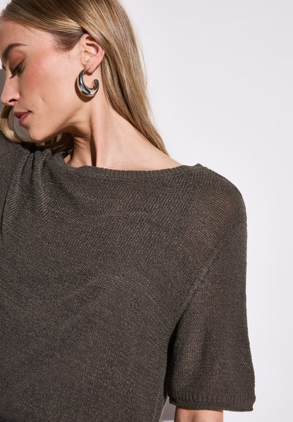 Street One Strickpullover Damen Kurzarm U-Boot-Ausschnitt