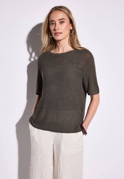 Street One Strickpullover Damen Kurzarm U-Boot-Ausschnitt