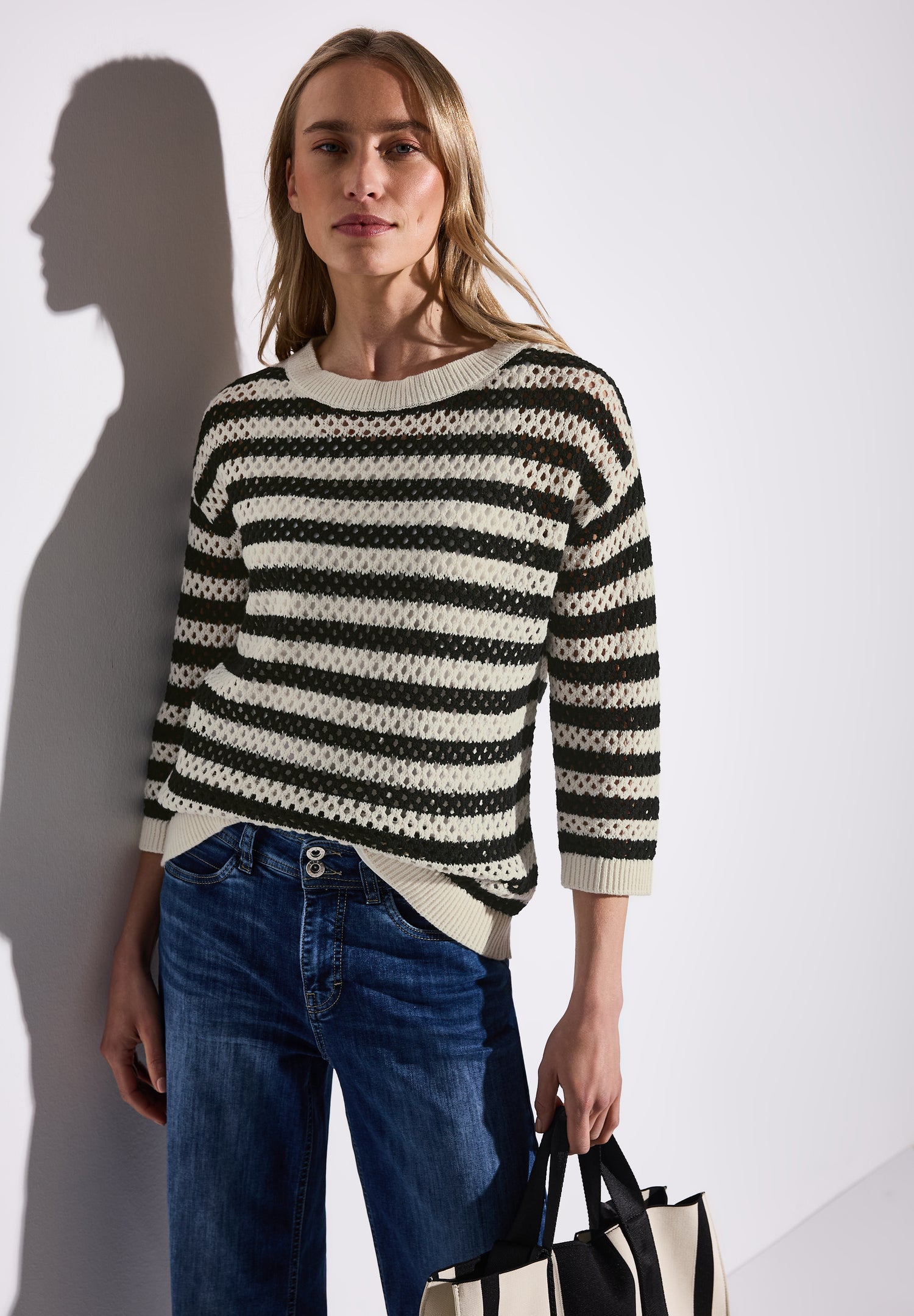 Street One Mesh-Pullover Damen Leichter Strick 3/4-Arm