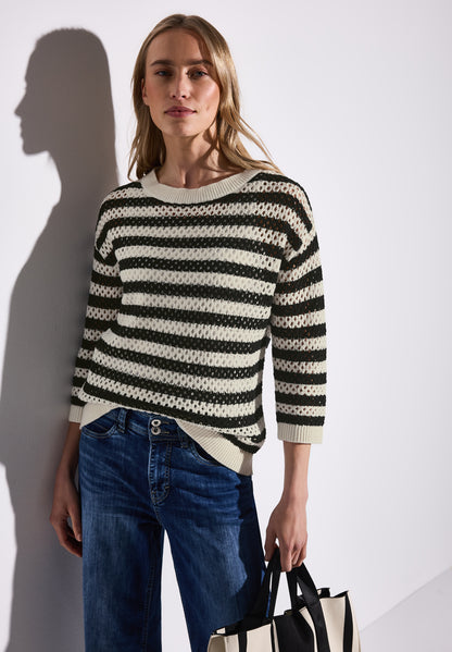 Street One Mesh-Pullover Damen Leichter Strick 3/4-Arm