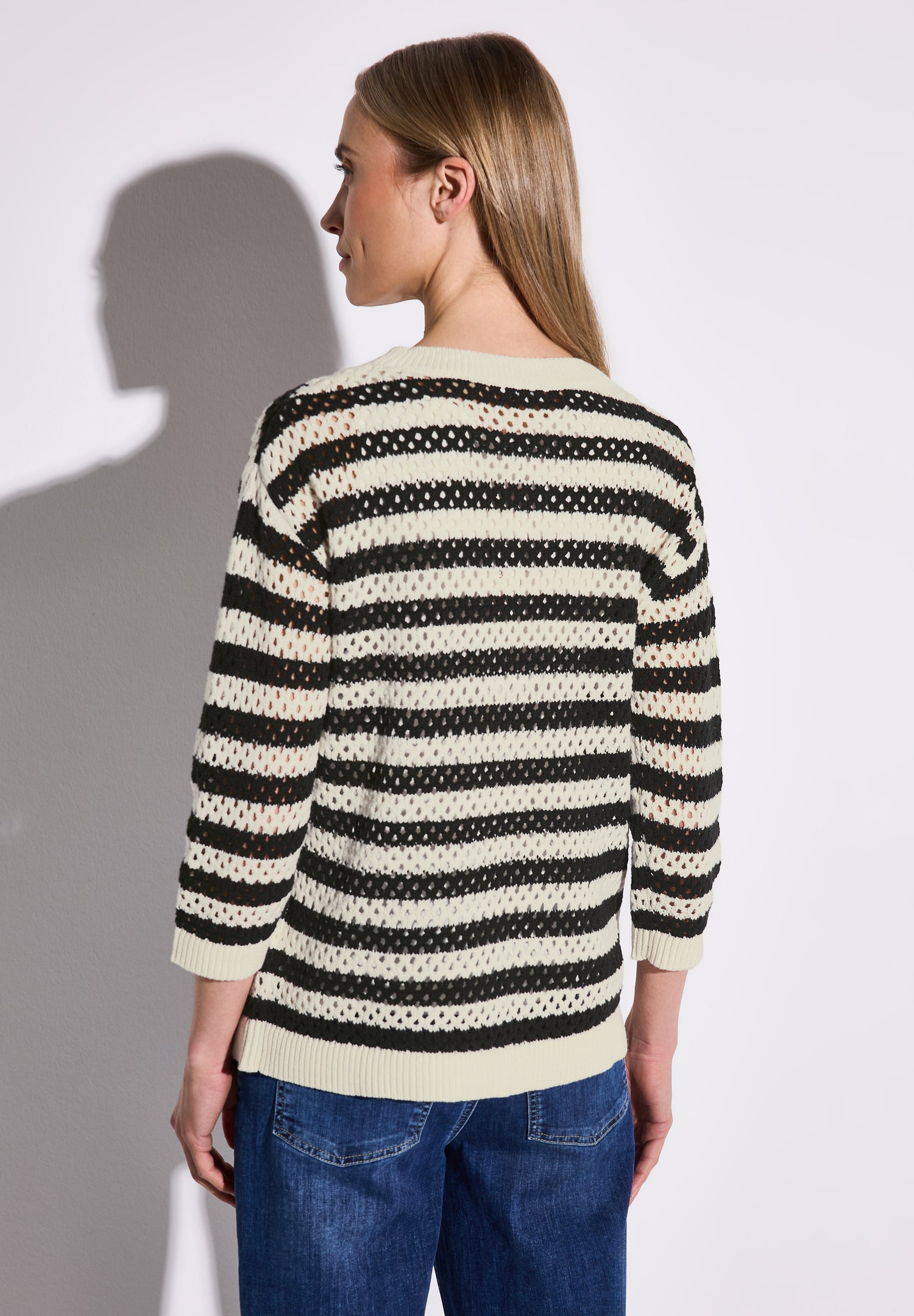 Street One Mesh-Pullover Damen Leichter Strick 3/4-Arm