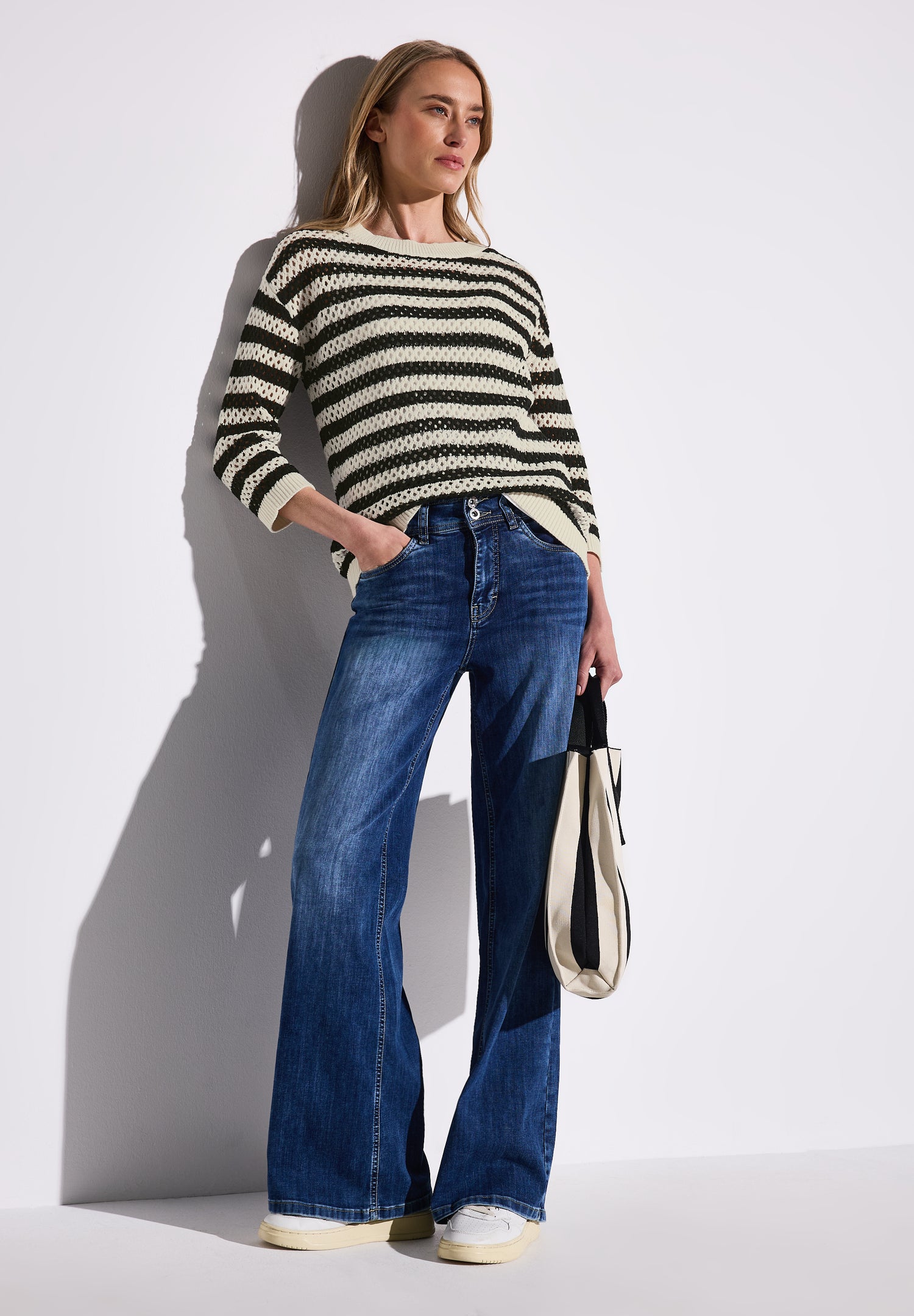 Street One Mesh-Pullover Damen Leichter Strick 3/4-Arm