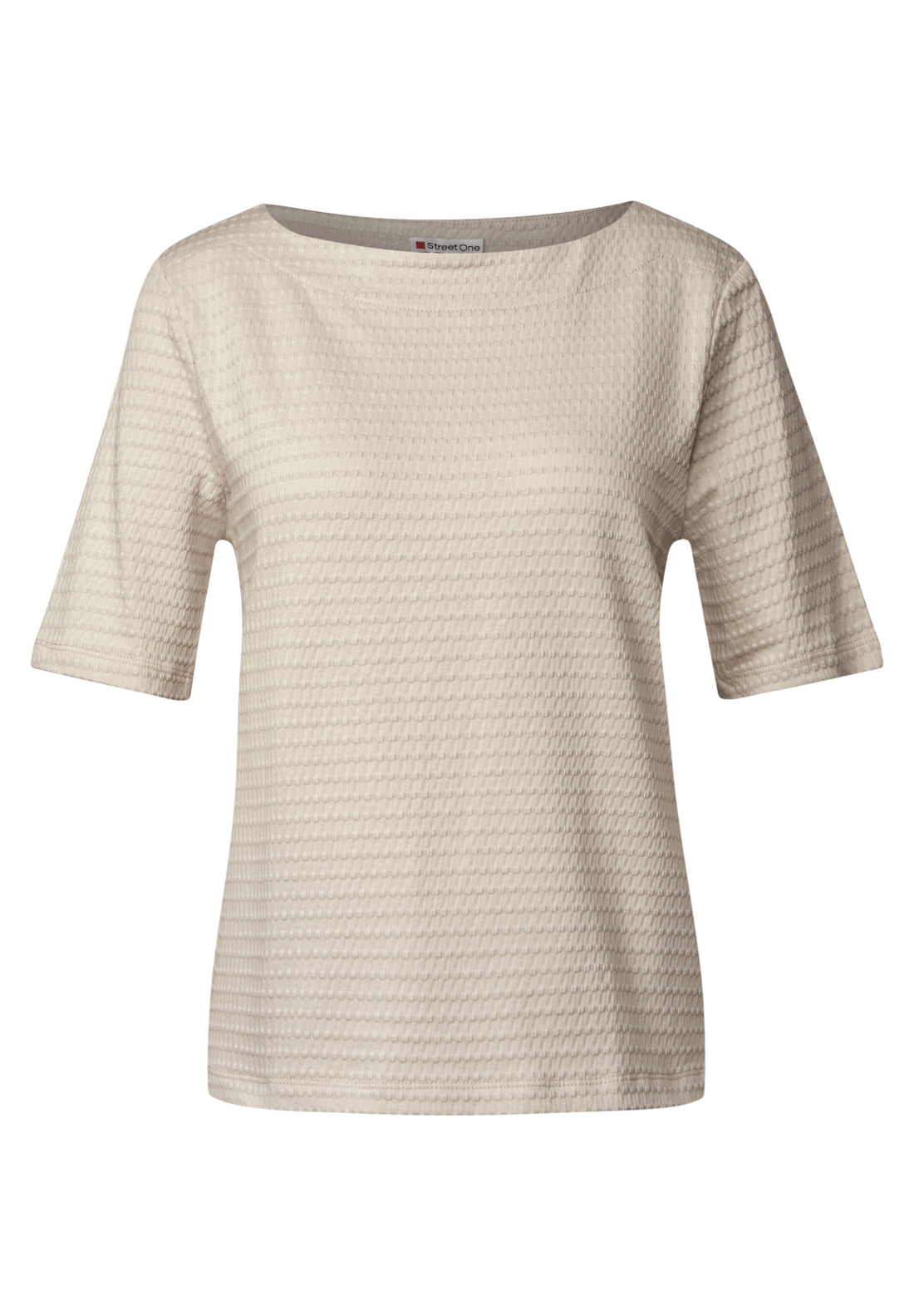 Street One Damen T-Shirt mit feinem Strukturmuster und U-Boot-Ausschnitt