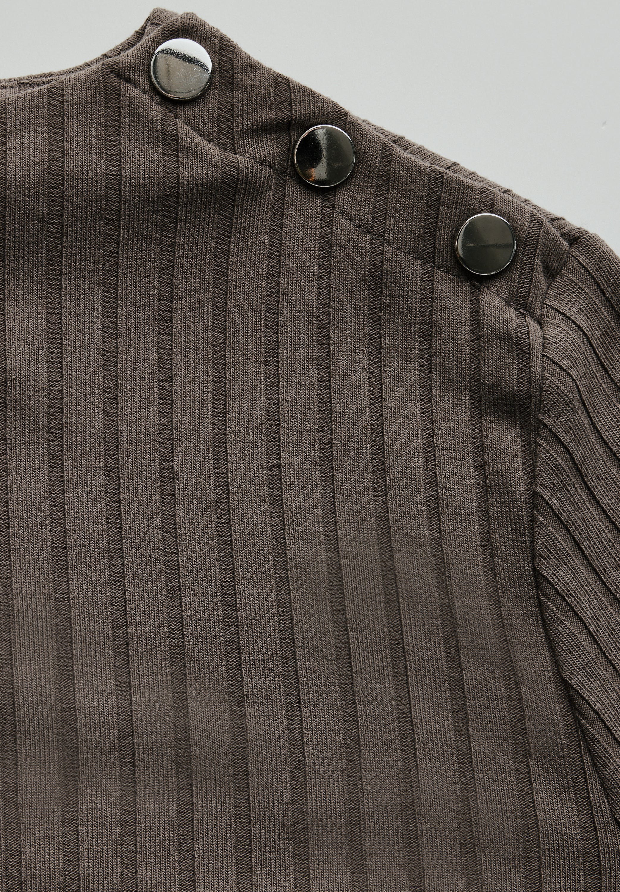 Street One Damen Shirt Turtleneck mit Knopfdetail und 3/4-Arm Rippstruktur