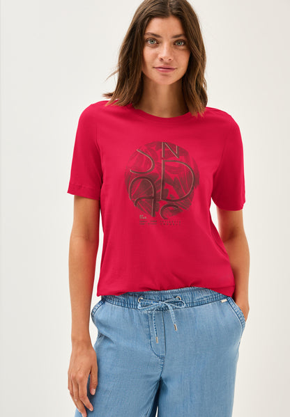 CECIL Damen T-Shirt mit Rundhalsausschnitt und Artwork Print