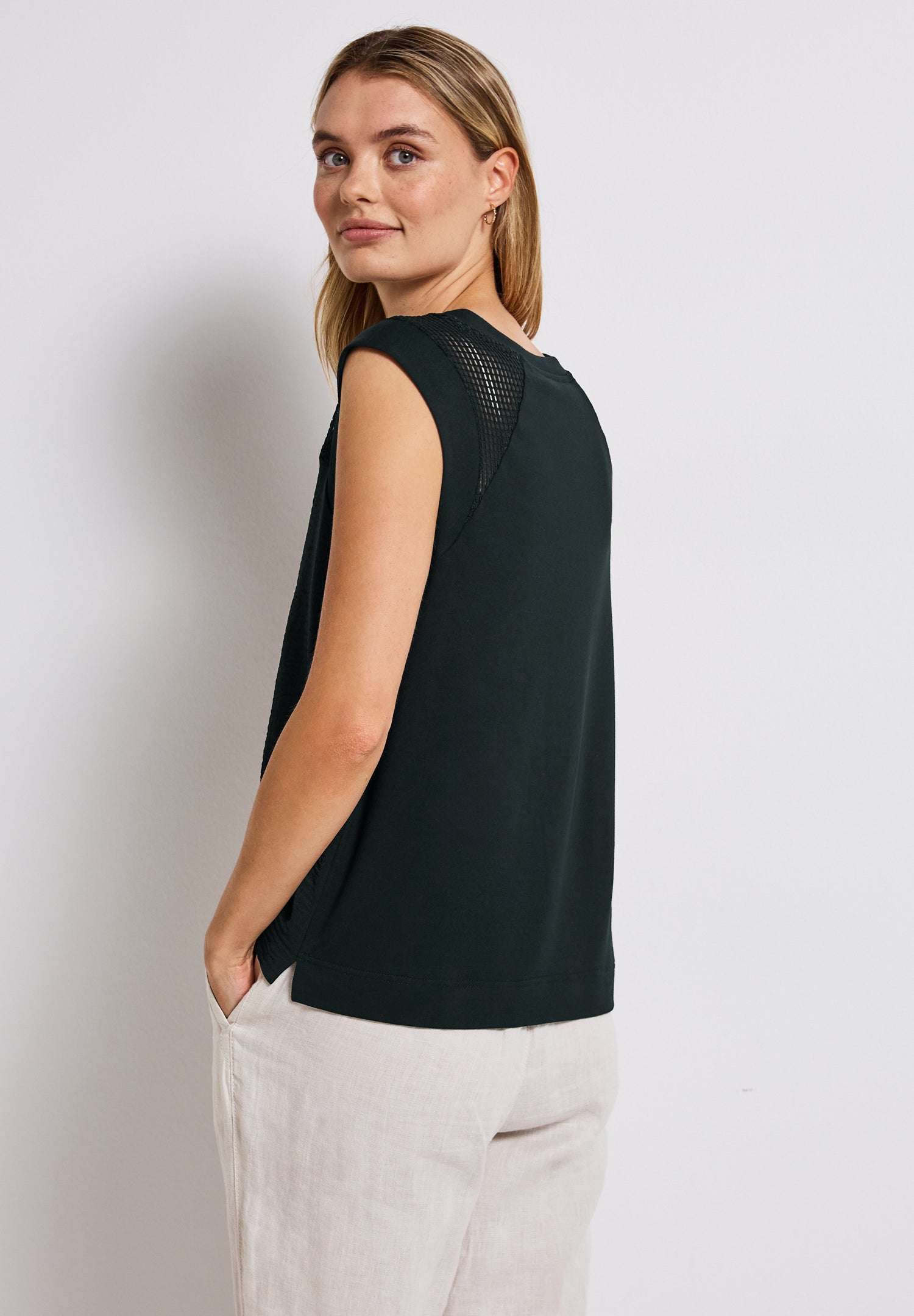 Street One Damen Ärmelloses Top Mesh Details Viskosemix