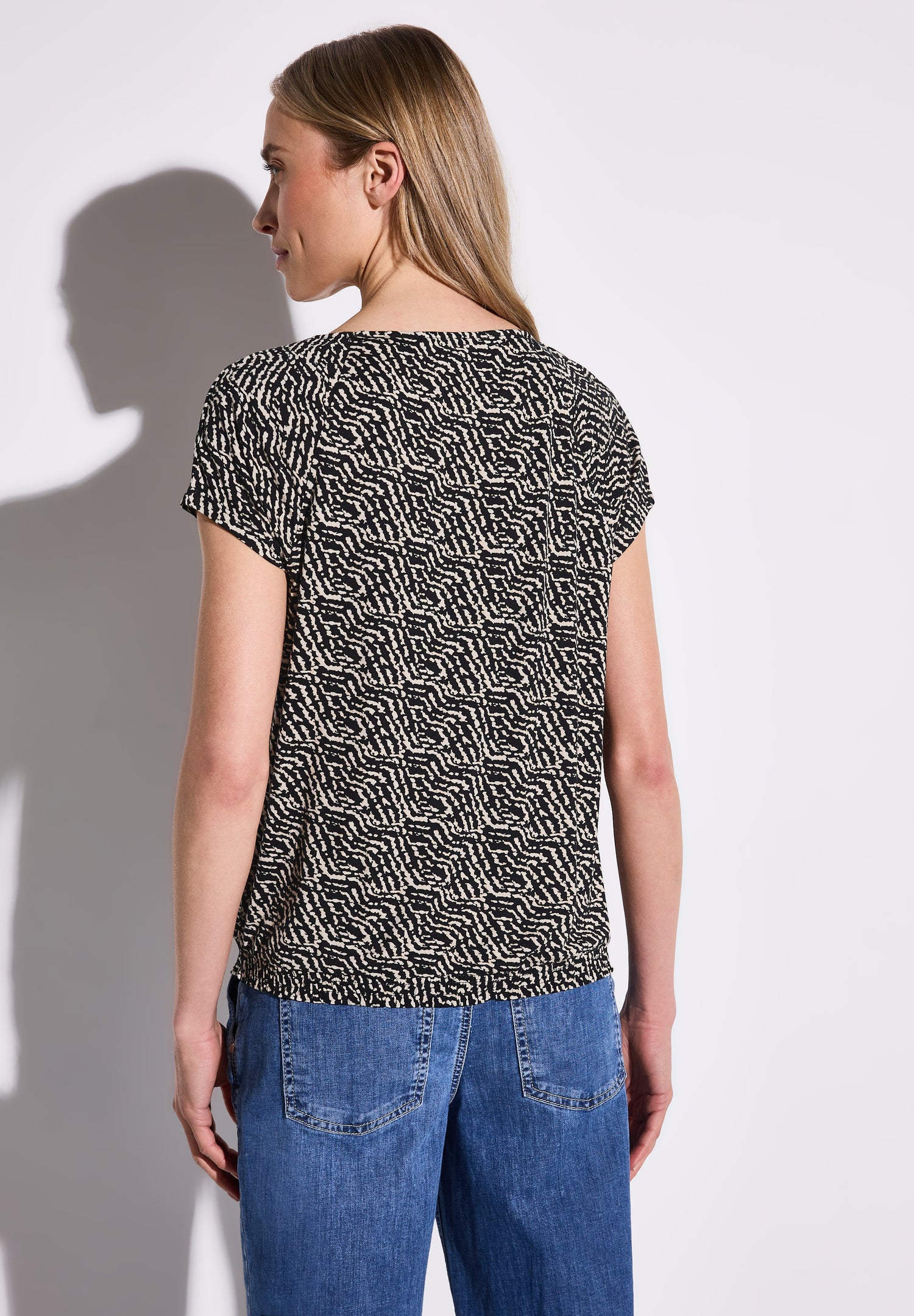 Street One Kurzarmshirt Damen Grafisches Muster Elastischer Saum