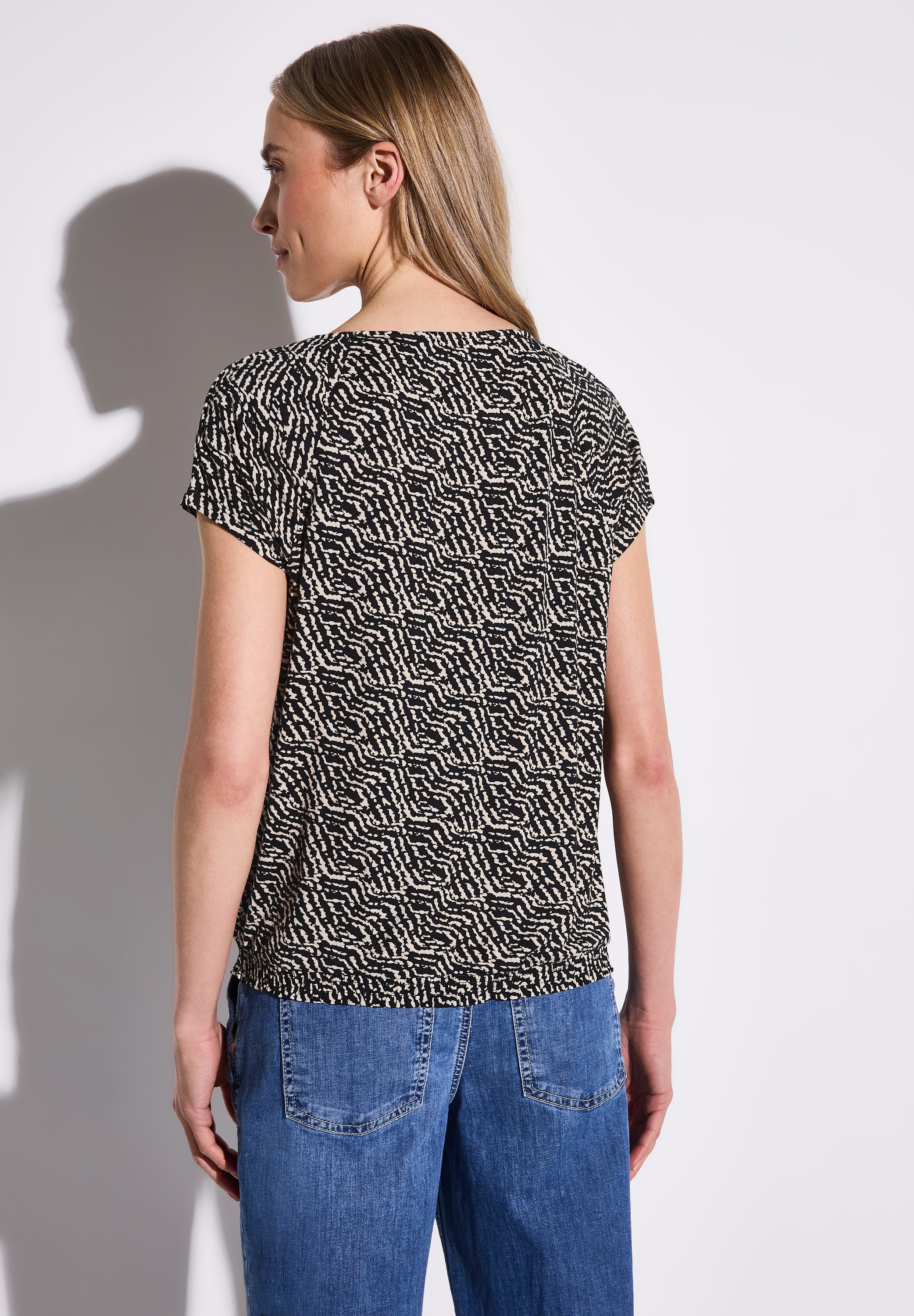 Street One Kurzarmshirt Damen Grafisches Muster Elastischer Saum