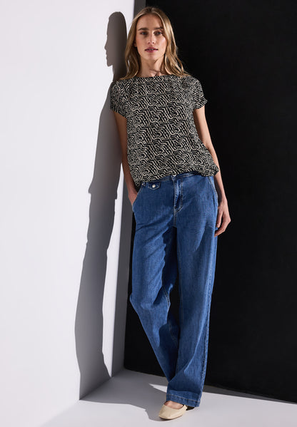 Street One Kurzarmshirt Damen Grafisches Muster Elastischer Saum