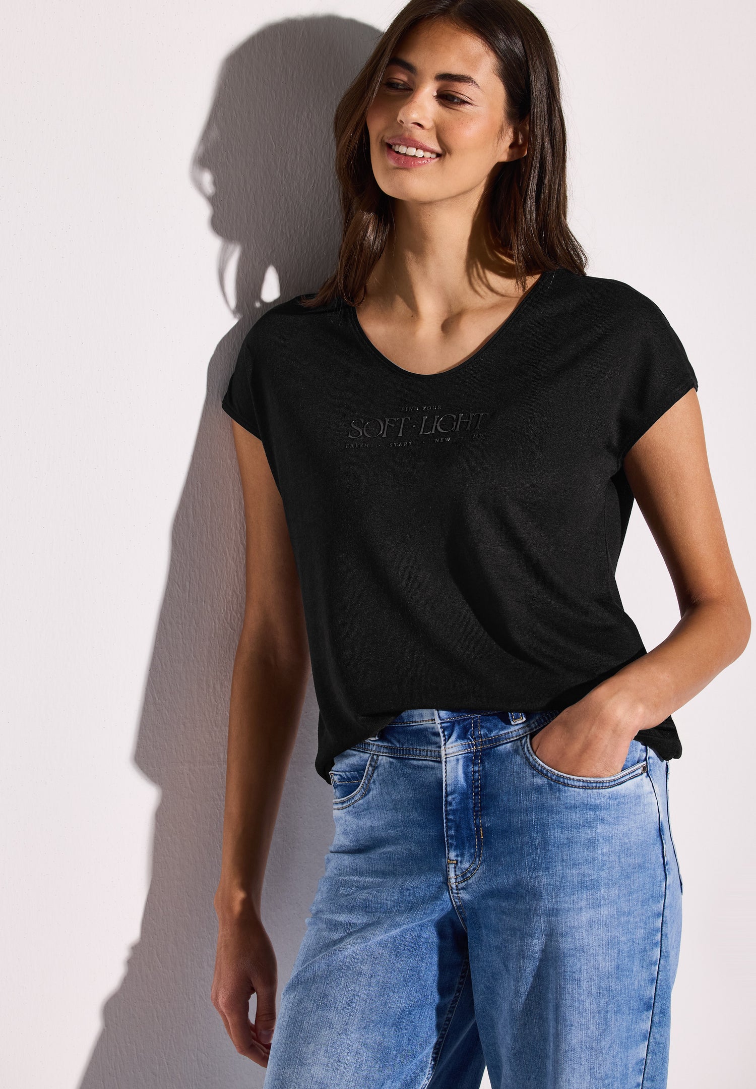 Street One Shirt Damen entspannte Passform angenehmer Materialmix