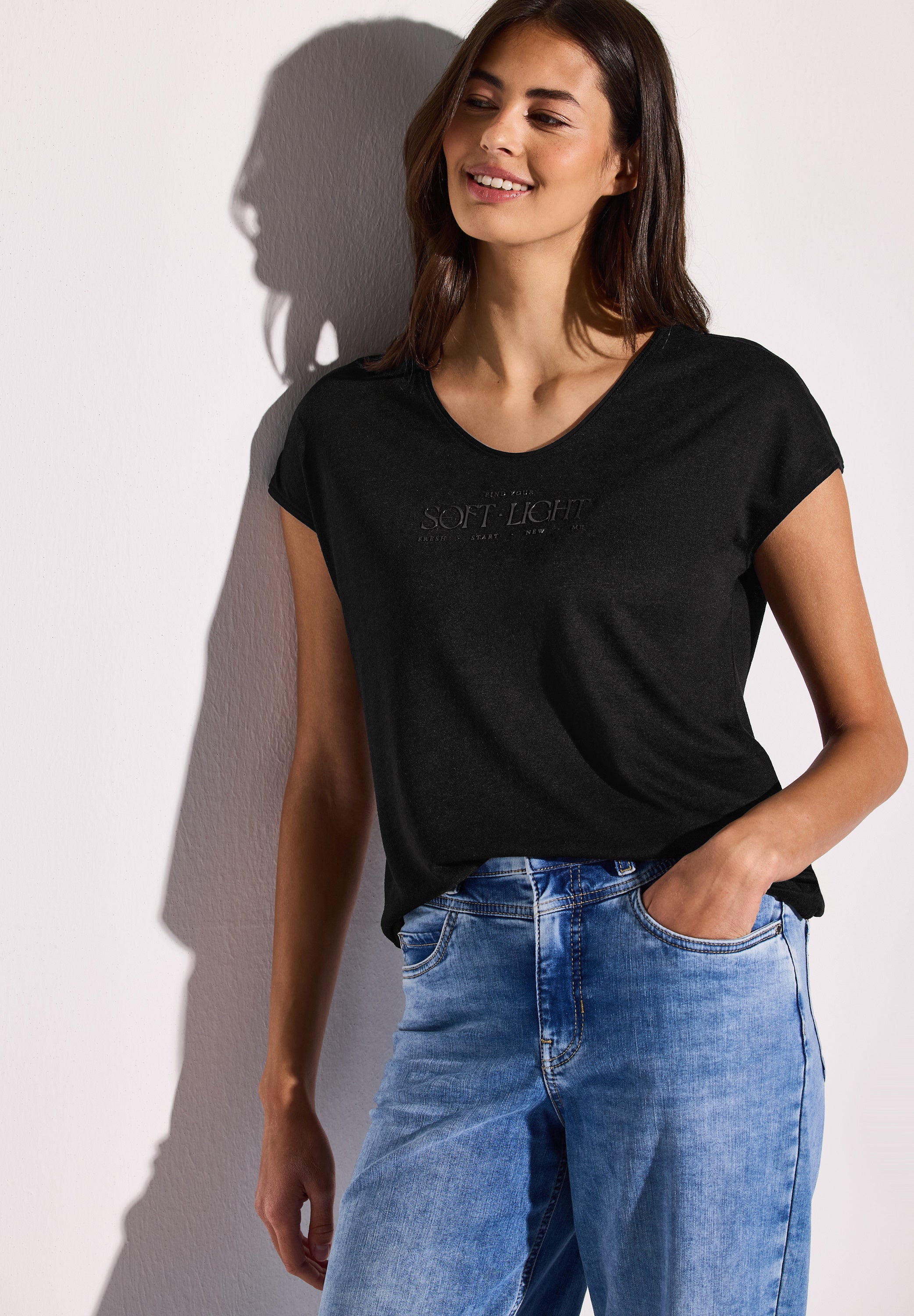 Street One Shirt Damen entspannte Passform angenehmer Materialmix
