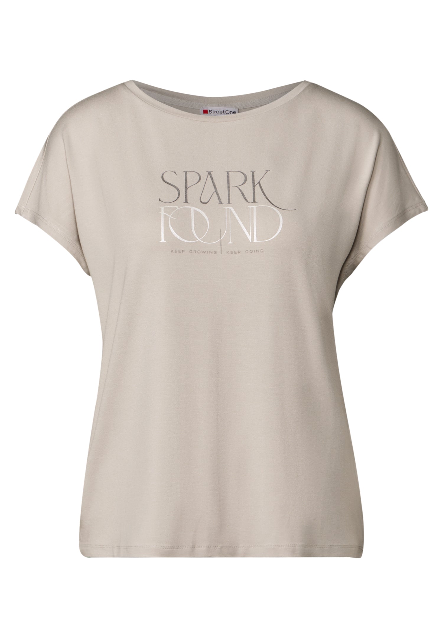 Street One Damen T-Shirt mit Wording-Print und dropped shoulders