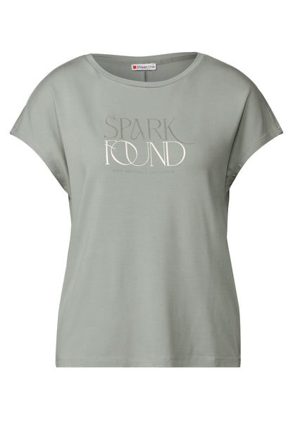 Street One Damen T-Shirt mit Wording-Print und dropped shoulders