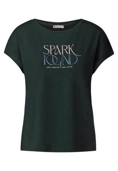 Street One Damen T-Shirt mit Wording-Print und dropped shoulders