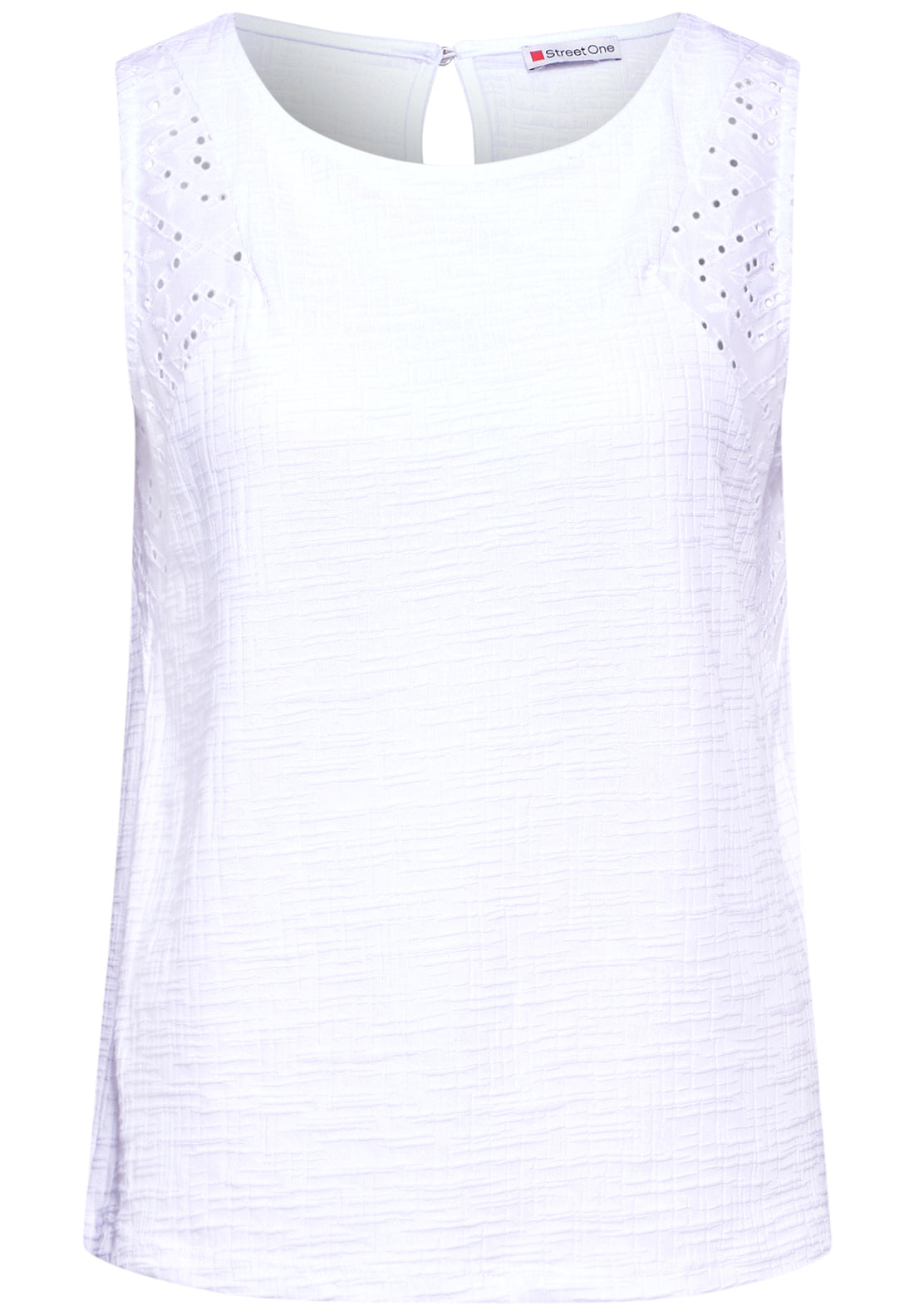 Street One Struktur-Top Damen Sommerliche Stickerei Ärmellos Baumwollmix