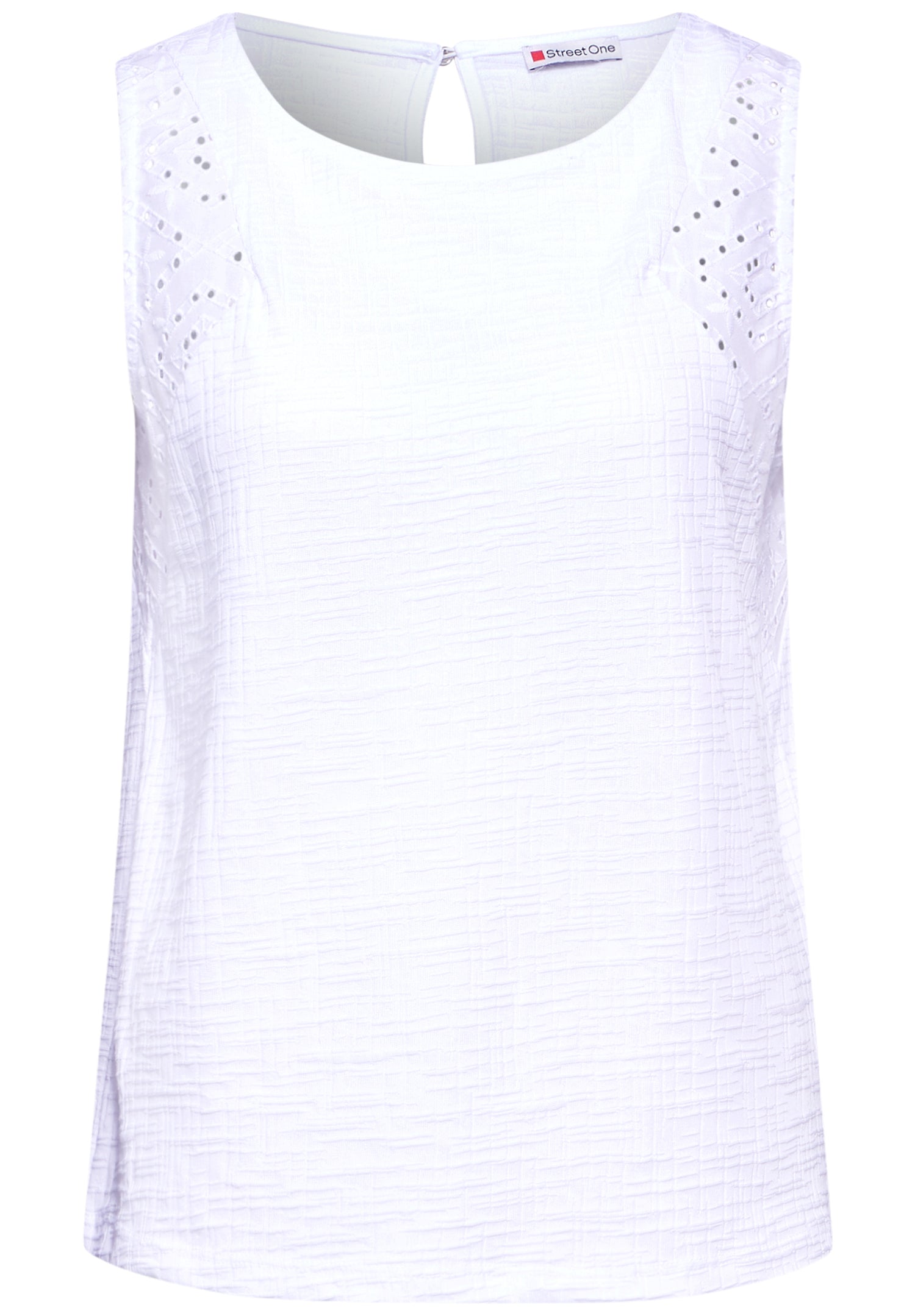 Street One Struktur-Top Damen Sommerliche Stickerei Ärmellos Baumwollmix