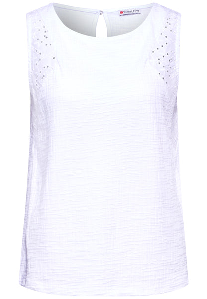 Street One Struktur-Top Damen Sommerliche Stickerei Ärmellos Baumwollmix
