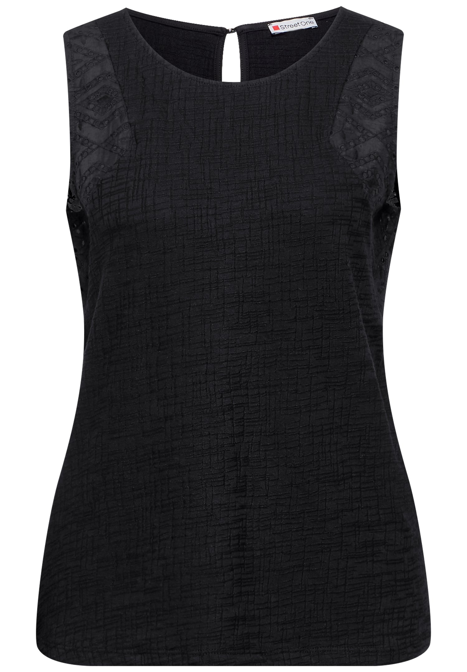 Street One Struktur-Top Damen Sommerliche Stickerei Ärmellos Baumwollmix