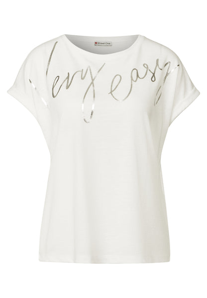 Street One Sommershirt Damen Schimmerndes Wording
