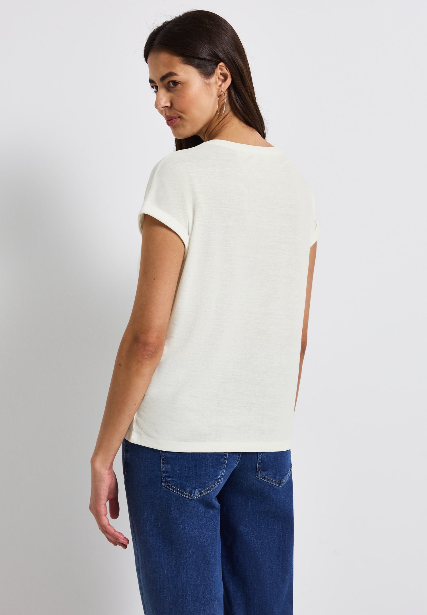 Street One Sommershirt Damen Schimmerndes Wording